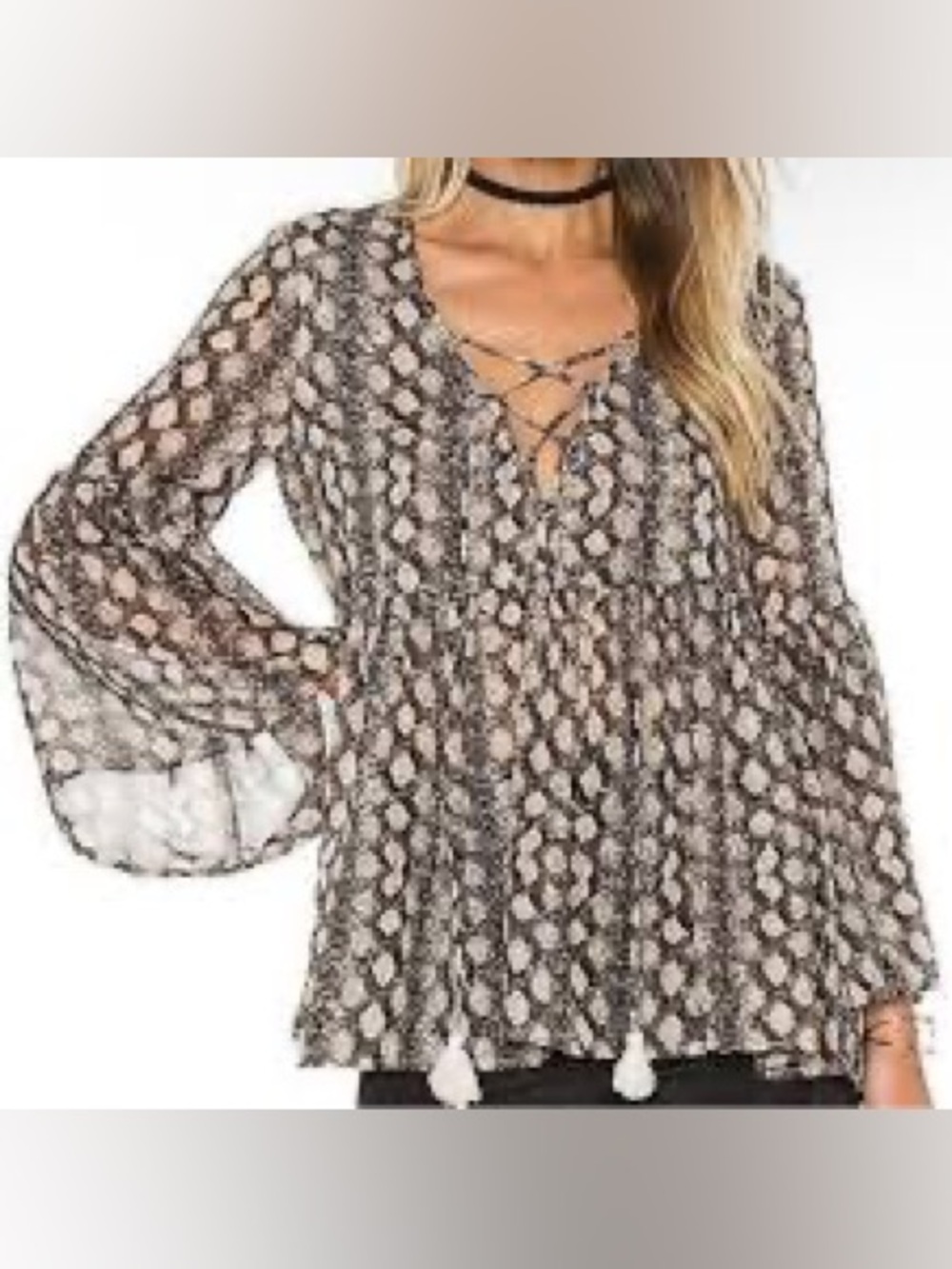 Show Me Your MuMu Snake-Print Lace-Up Tunic - Brown Beige